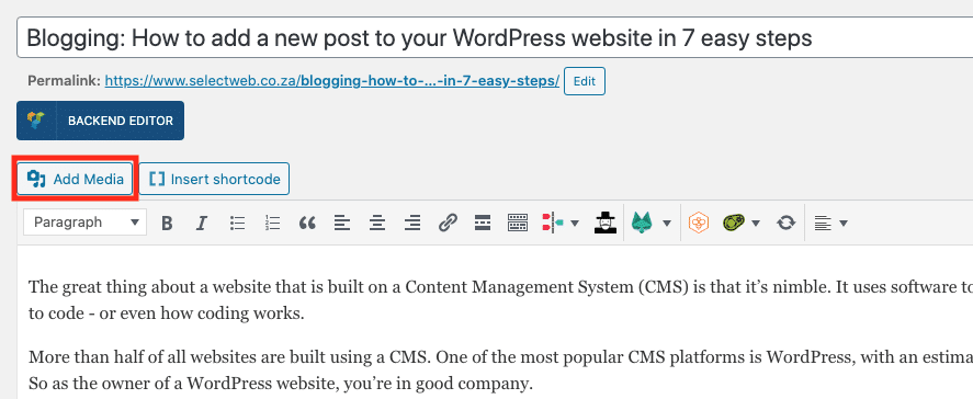 Adding media to your WordPress post